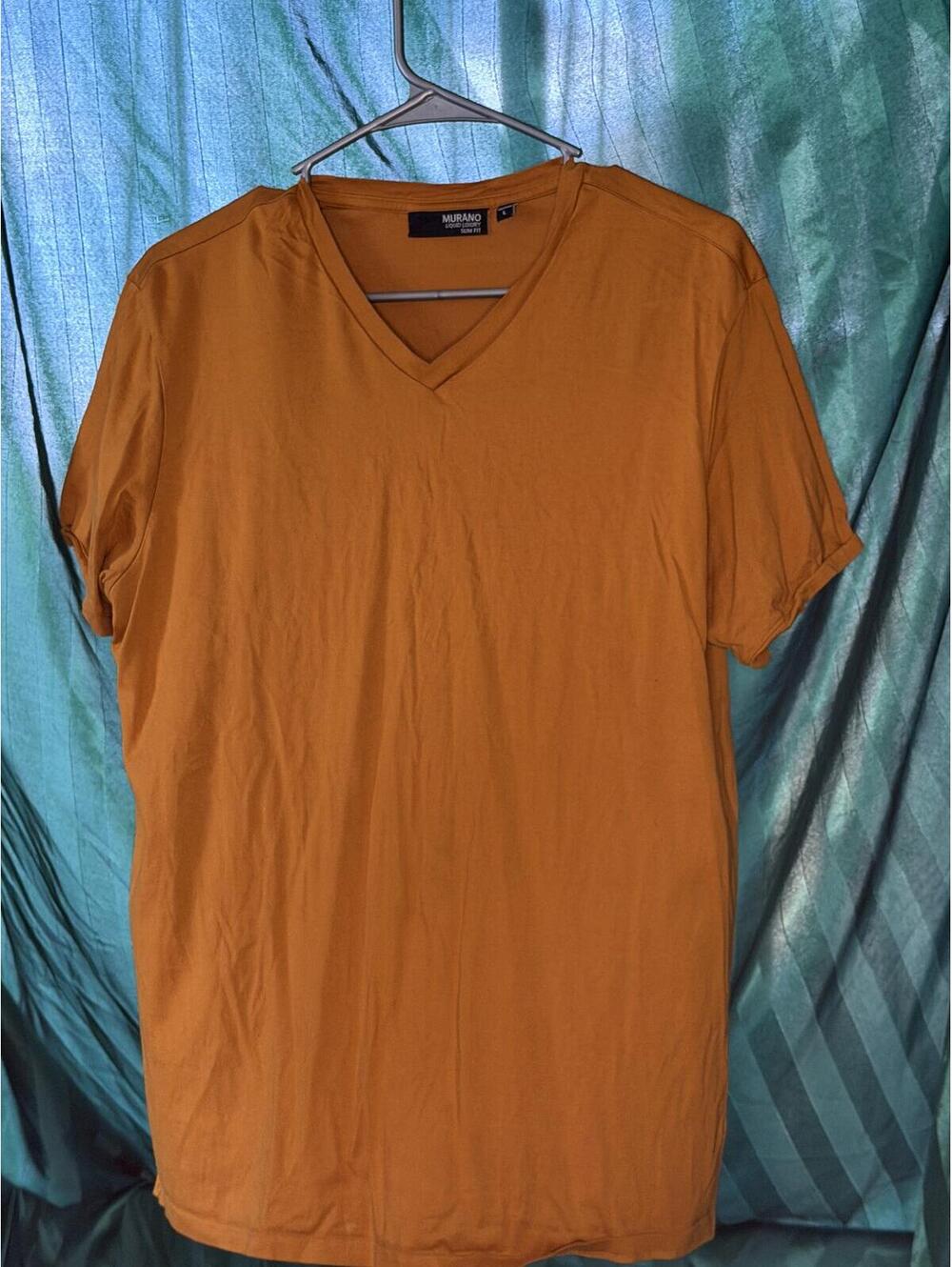Murano Liquid Luxury Slim Fit V-Neck T-Shirt - Mustard